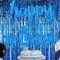 2 Pcs Blue Door Streamers Tinsel Curtain Party Backdrop Fringe Foil Wall Background for Birthday Halloween Christmas Wedding Boys Baby shower Party Decoration(3.28 ft x 6.56 ft)